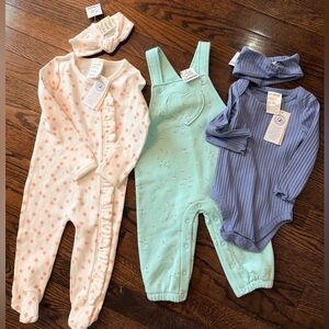 NWT Baby Girl Gift Bundle 6-9M Coquette Floral Outfits 3pc
